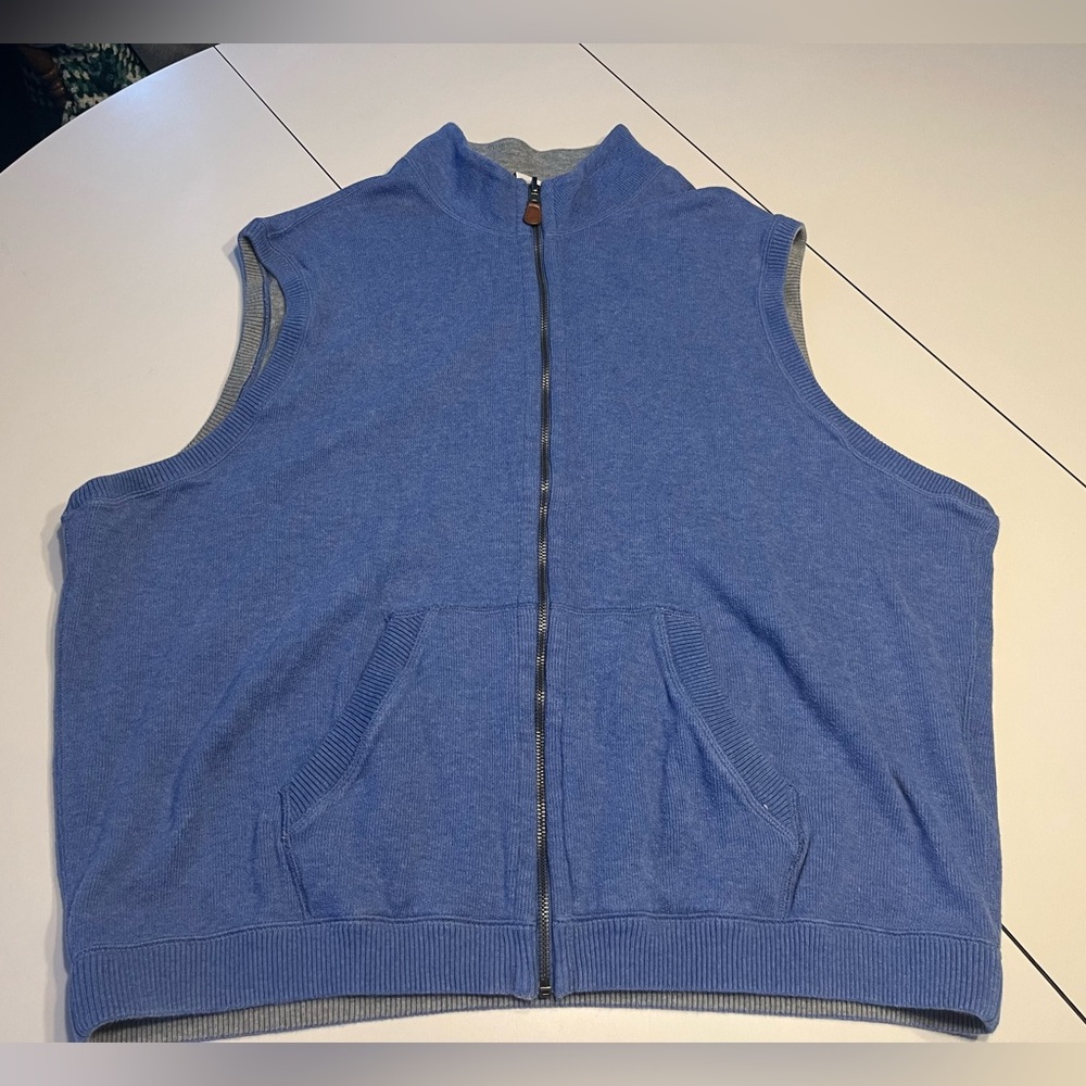 Cremieux reversible zip up sweater vest pockets men’s XXL blue gray